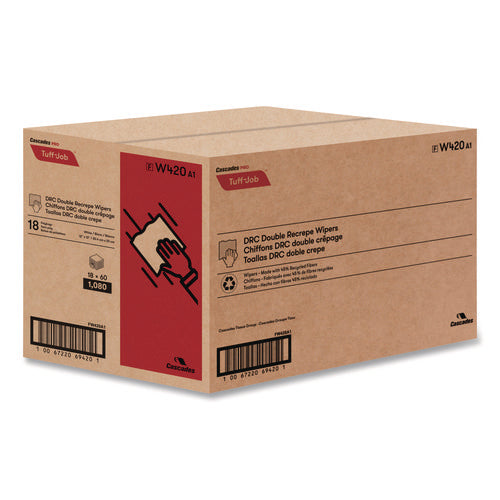 Image of Cascades PRO Tuff-Job S400 Drc Wipers, Medium, 12 X 13, White, 60/pack, 18 Pack/carton