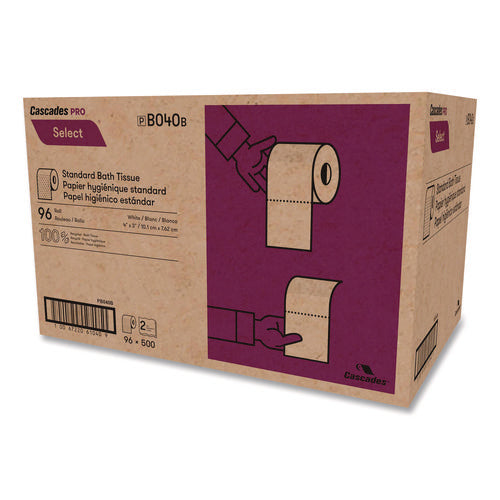 Image of Cascades PRO Select Standard Bath Tissue, 2-Ply, White, 4 X 3.19, 500/roll, 96/carton