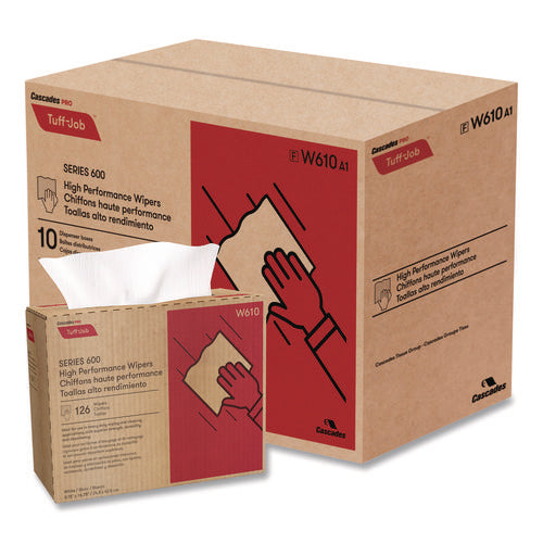 Image of Cascades PRO Tuff-Job S600 High Performance Wipers, 9 3/4 X 16 3/4, 126/box, 10 Box/carton