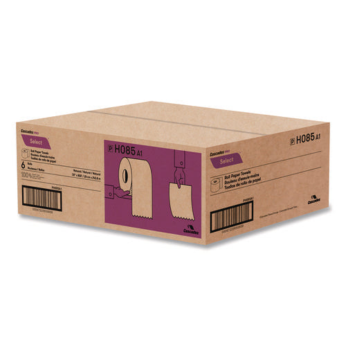 Image of Cascades PRO Select Roll Paper Towels, 1-Ply, 7.9" X 800 Ft, Natural, 6/carton