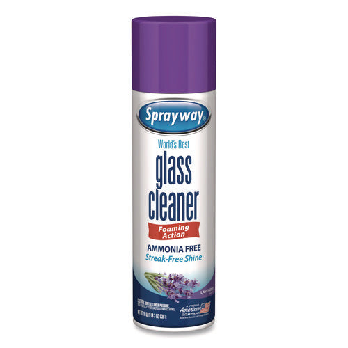 Image of Sprayway® Glass Cleaner, Lavender, 19 oz Aerosol Spray, 6/Carton