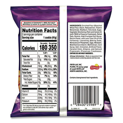 Image of Grandma's® Cookies - Single Serve, Oatmeal Raisin, 2.5 oz Packet, 60/Carton