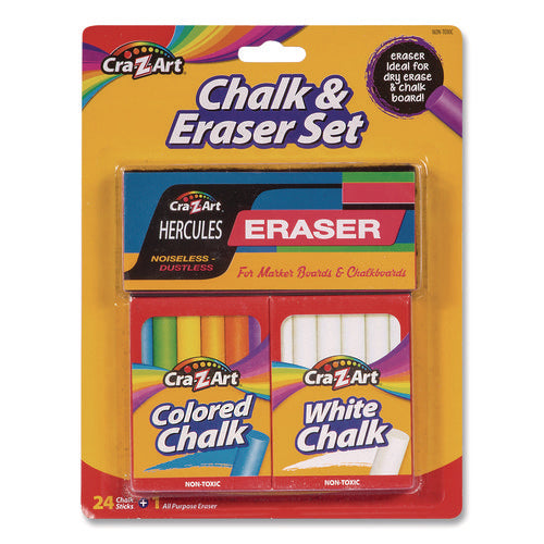 Image of Cra-Z-Art® Chalk and Eraser Set, (12) White/(12) Assorted