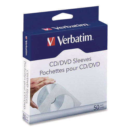 Image of Verbatim® CD/DVD Sleeves, 1 Disc Capacity, Clear/White, 50/Box