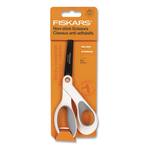 Image of Fiskars® Premier SoftGrip Nonstick Scissors, 9.75" Long, 8" Cut Length, Offset White Handle