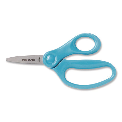 Image of Fiskars® Classpack Scissors Caddy, Pointed Tip, 5" Long, 1.6" Cut Length, Straight Asst Color Handles: Blue/Green/Lt Blue/Red, 24/Set