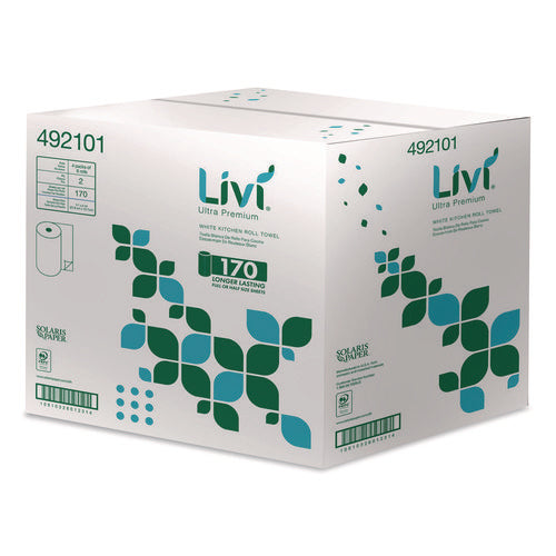 Image of Livi® Ultra Premium Kitchen Roll Towel, 2-Ply, 5" x 11", White, 6 Rolls/Pack, 4 Packs/Carton