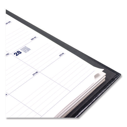 Image of Blueline® Plan and Link Monthly Planner, 9.25 x 7.25, Black Lizard-Like Faux Leather Cover, 16-Months: Sept 2024 to Dec 2025