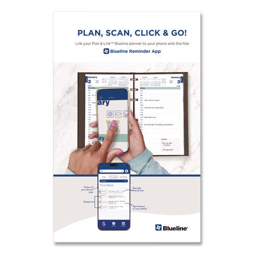 Image of Blueline® Plan and Link Weekly Planner, 8" x 5", Black Cover, 12-Month (Jan to Dec): 2025