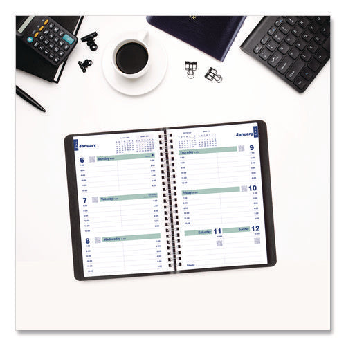 Image of Blueline® Plan and Link Weekly Planner, 8" x 5", Black Cover, 12-Month (Jan to Dec): 2025