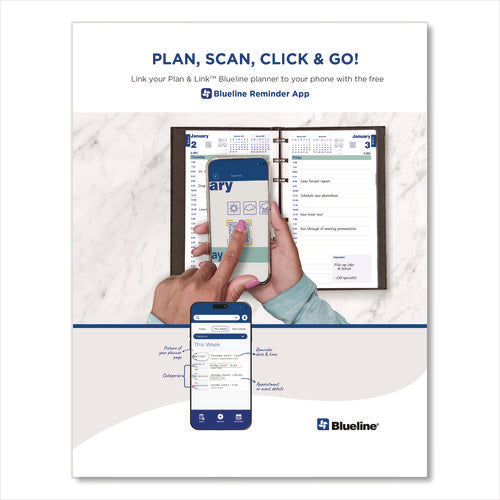 Image of Blueline® Plan and Link Weekly Appointment Planner, 9.25" x 7.25", Black Cover, 12-Month (Jan to Dec): 2025