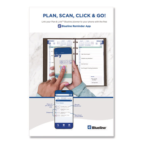 Image of Blueline® Plan and Link Monthly Planner, 11" x 9.06", Black Cover, 16-Months: Sept 2024 to Dec 2025