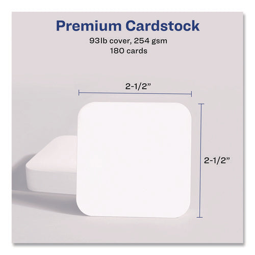 Image of Avery® Clean Edge Square Cards, Inkjet, 2.5 x 2.5, 180 Cards, 9 Cards/Sheet, 20 Sheets/Pack