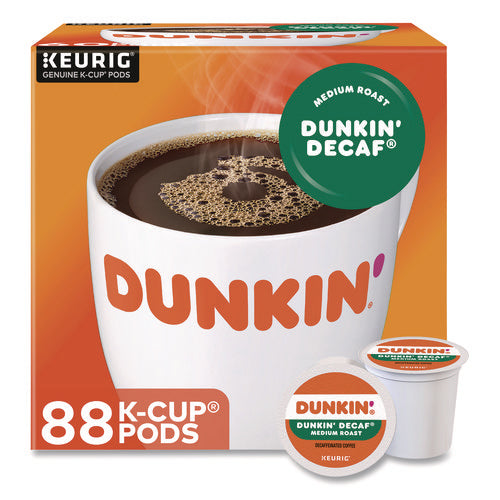 Image of Dunkin'® K-Cups, Dunkin' Decaf, 0.37 oz, 22/Box, 4 Boxes/Carton