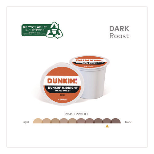 Image of Dunkin'® Midnight Coffee K-Cups, 0.35 oz, 22/Box, 4 Boxes/Carton