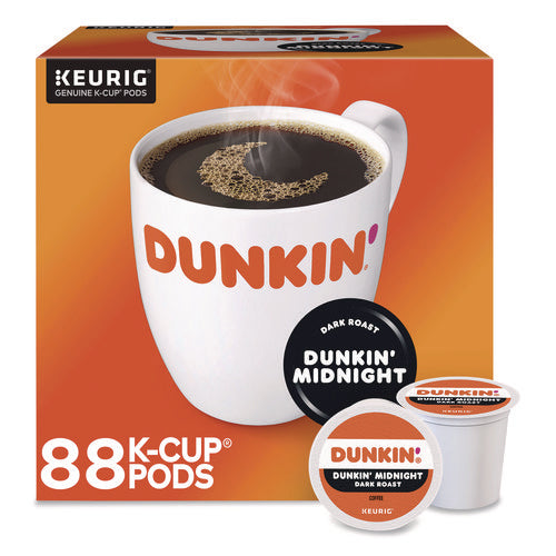 Image of Dunkin'® Midnight Coffee K-Cups, 0.35 oz, 22/Box, 4 Boxes/Carton