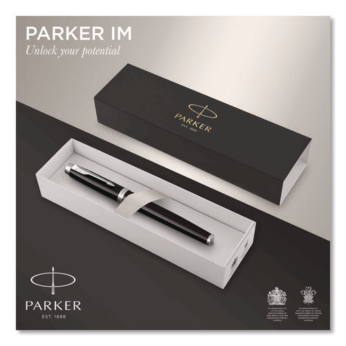 Image of Parker® IM Premium Rollerball Pen, Stick, Fine 0.7 mm, Black Ink, Black/Chrome Barrel