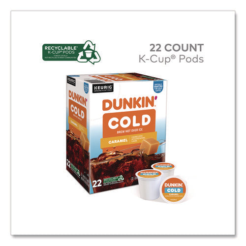 Image of Dunkin'® Cold Iced Coffee K-Cups, Caramel, 0.44 oz, 22/Box