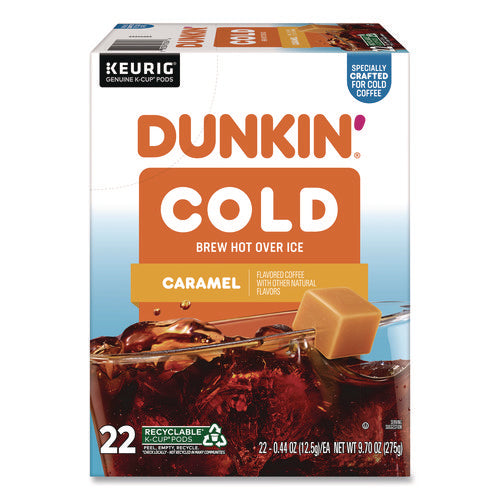 Image of Dunkin'® Cold Iced Coffee K-Cups, Caramel, 0.44 oz, 22/Box