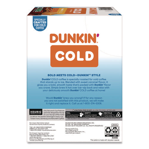 Image of Dunkin'® Cold Iced Coffee K-Cups, Caramel, 0.44 oz, 22/Box