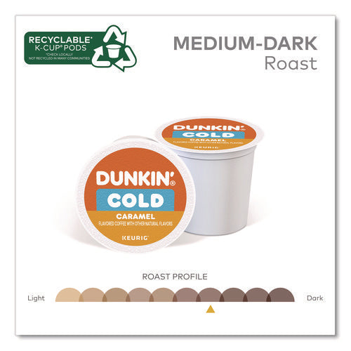 Image of Dunkin'® Cold Iced Coffee K-Cups, Caramel, 0.44 oz, 22/Box