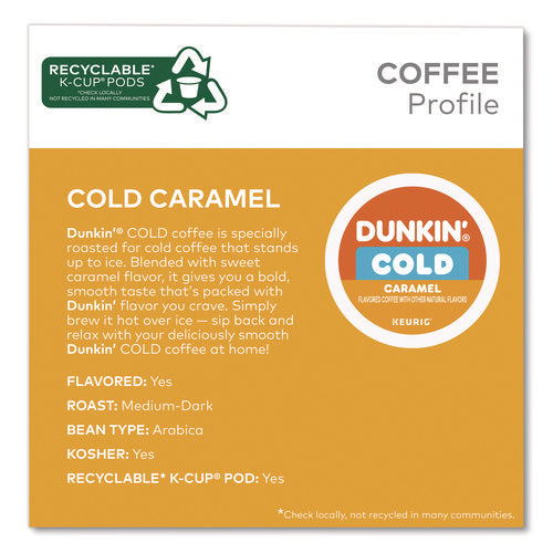 Image of Dunkin'® Cold Iced Coffee K-Cups, Caramel, 0.44 oz, 22/Box