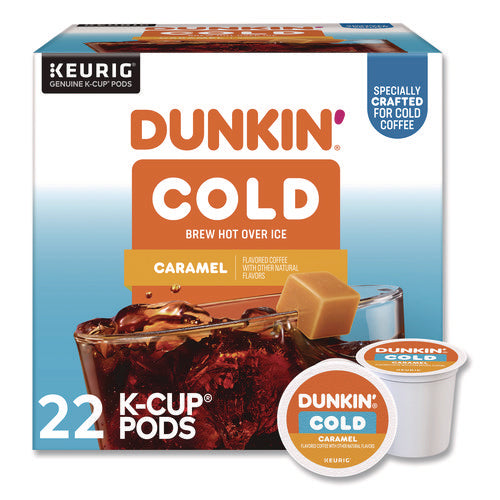 Image of Dunkin'® Cold Iced Coffee K-Cups, Caramel, 0.44 oz, 22/Box