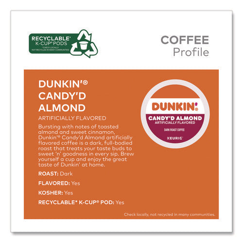 Image of Dunkin'® Candy'd Almond Coffee K-Cups, 0.35 oz, 22/Box
