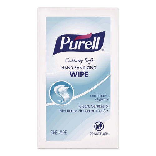 Image of PURELL® Cottony Soft Individually Wrapped Sanitizing Hand Wipes, 5 x 7, Herbal Scent, White, 480/Carton