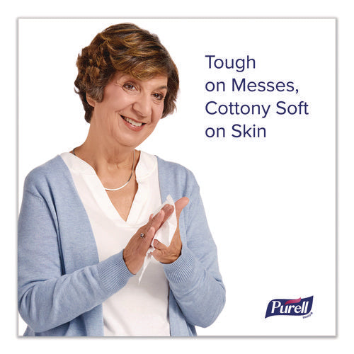 Image of PURELL® Cottony Soft Individually Wrapped Sanitizing Hand Wipes, 5 x 7, Herbal Scent, White, 480/Carton