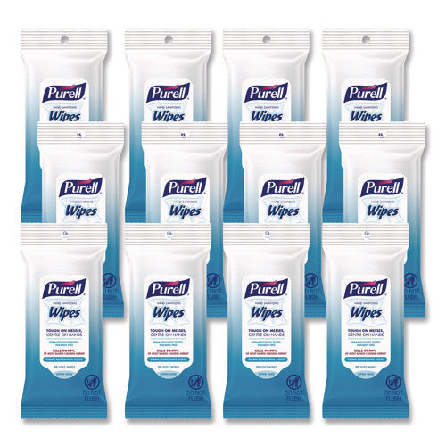 Image of PURELL® Hand Sanitizing Wipes, Clean Refreshing Scent, White, 20 Wipes/Pack, 12 Packs/Carton