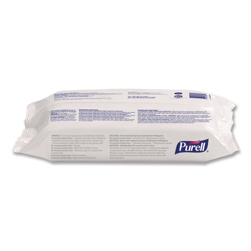 Image of PURELL® Foodservice Surface Sanitizing Wipes, 1-Ply, 7.4 x 9, Fragrance Free, White, 72 Wipes/Resealable Pack