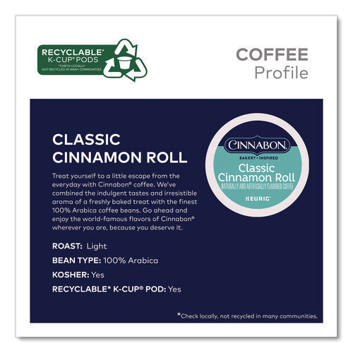 Image of Cinnabon® Classic Cinnamon Roll Coffee K-Cups, 0.33 oz, 48/Box