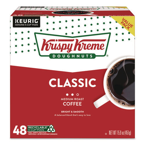 Image of Krispy Kreme Doughnuts® Classic Coffee K-Cups, Medium Roast, 0.33 oz, 48/Box