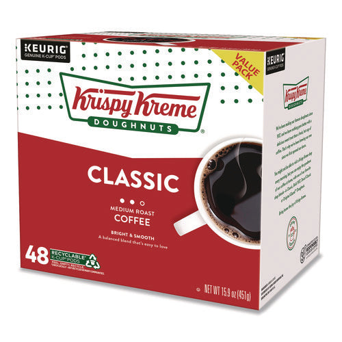Image of Krispy Kreme Doughnuts® Classic Coffee K-Cups, Medium Roast, 0.33 oz, 48/Box