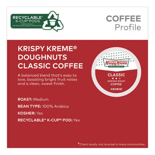 Image of Krispy Kreme Doughnuts® Classic Coffee K-Cups, Medium Roast, 0.33 oz, 48/Box