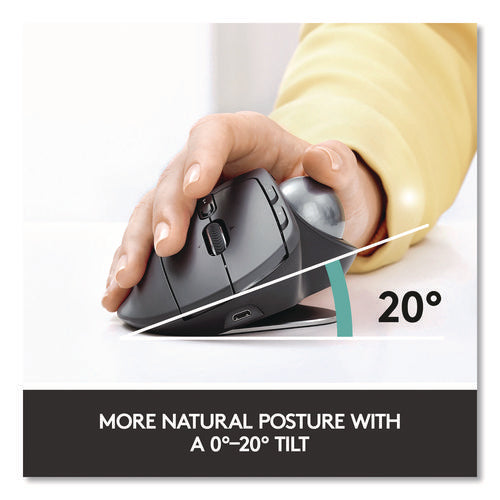 Image of Logitech® MX Ergo Plus Advanced Wireless Trackball Mouse, 2.4 GHz Frequency/33 ft Wireless Range, Right Hand Use, Black