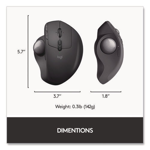 Image of Logitech® MX Ergo Plus Advanced Wireless Trackball Mouse, 2.4 GHz Frequency/33 ft Wireless Range, Right Hand Use, Black
