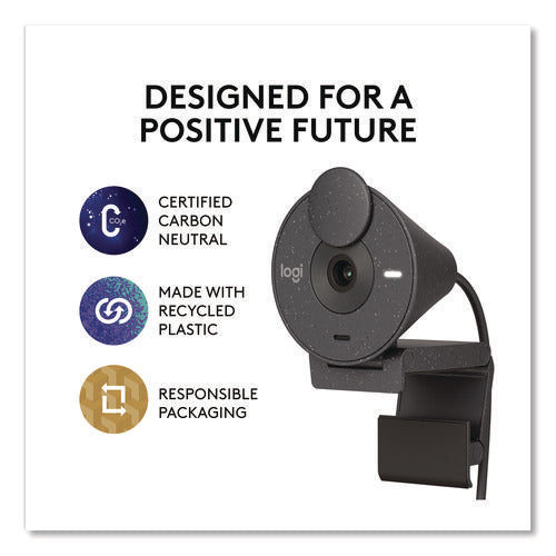 Image of Logitech® Brio 300 HD Webcam, 1920 pixels x 1080 pixels, 2 Mpixels, Graphite