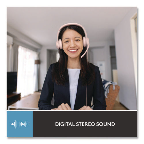 Image of Logitech® H390 Binaural Over The Head Headset, Rose