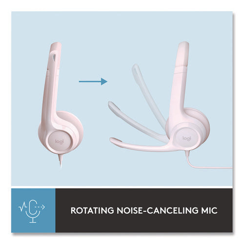 Image of Logitech® H390 Binaural Over The Head Headset, Rose