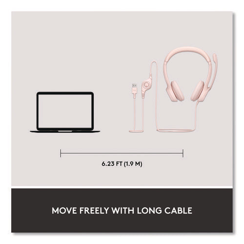 Image of Logitech® H390 Binaural Over The Head Headset, Rose