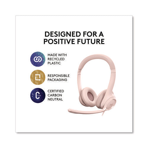 Image of Logitech® H390 Binaural Over The Head Headset, Rose