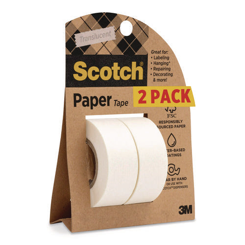 Image of Scotch® Paper Tape, 3/4" x 600", White, 2/Pack