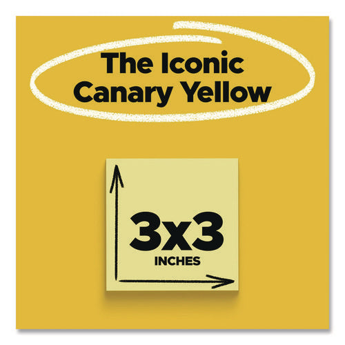 Image of Post-it® Notes Super Sticky Super Sticky Pads in Canary Yellow, 3 x 3, 90 Sheets/Pad, 10 Pads/Pack
