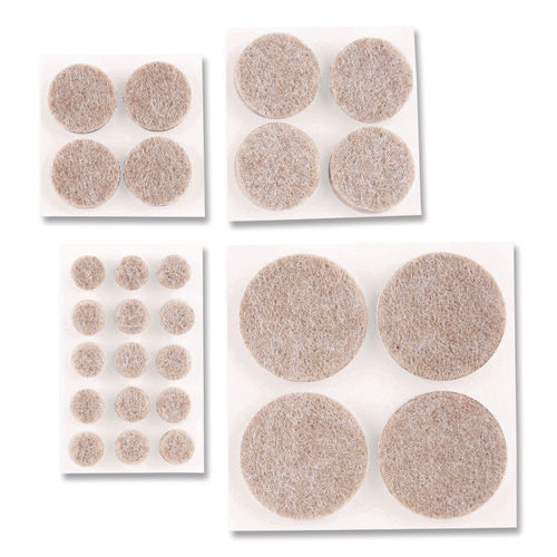Image of Scotch Felt Pad Protectors, Assorted Round, Beige, 78/Pack