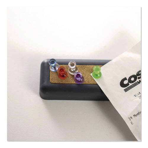 Image of Officemate Push Pins, Assorted Plastic Head, 0.5" Pin, 200/Pack