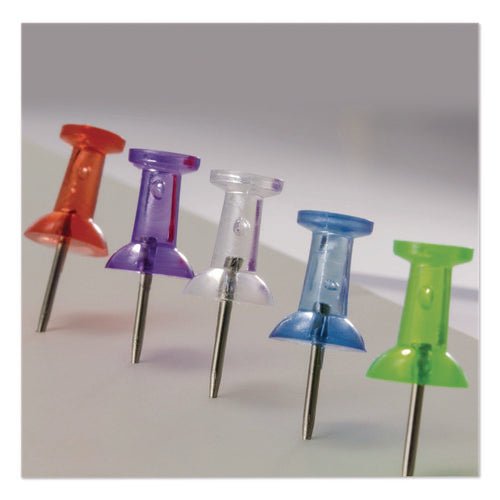 Image of Officemate Push Pins, Assorted Plastic Head, 0.5" Pin, 200/Pack
