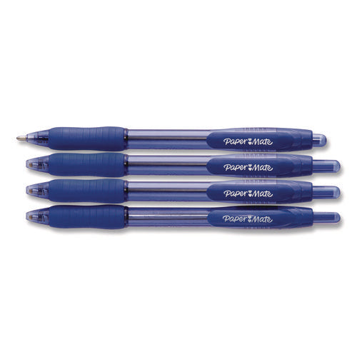 Image of Paper Mate® Profile Ballpoint Pen, Retractable, Bold 1.4 mm, Blue Ink, Translucent Blue Barrel, 4/Pack