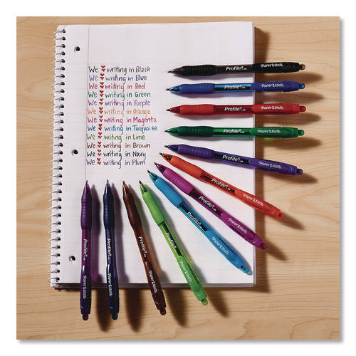 Image of Paper Mate® Profile Ballpoint Pen, Retractable, Bold 1.4 mm, Blue Ink, Translucent Blue Barrel, 4/Pack